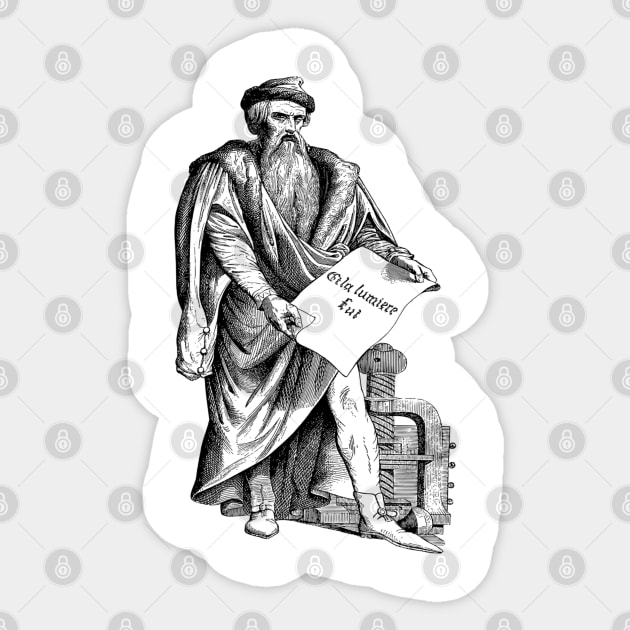 Johannes Gutenberg Sticker by ZyDesign
